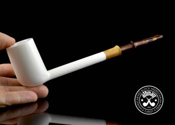pencil shank billiard meerschaum pipe with boxwood accent
