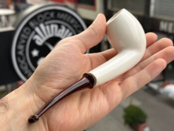 Egg Meerschaum Pipe with Handcut NYH Cumberland Ebonite Stem 10377